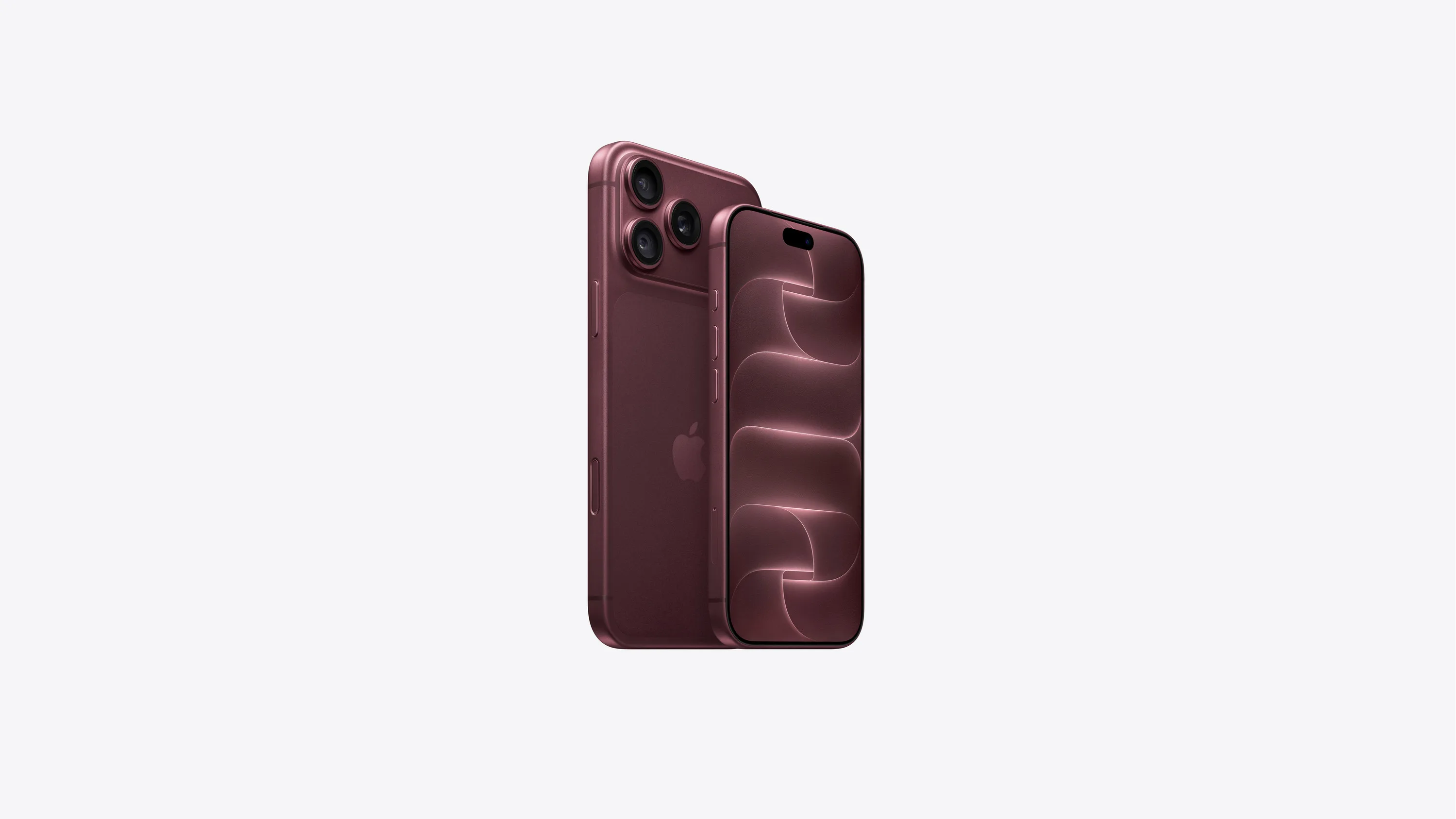 iPhone 18 Pro Max burgonya renkte arkadan görünüm ve iPhone 18 Pro önden görünüm