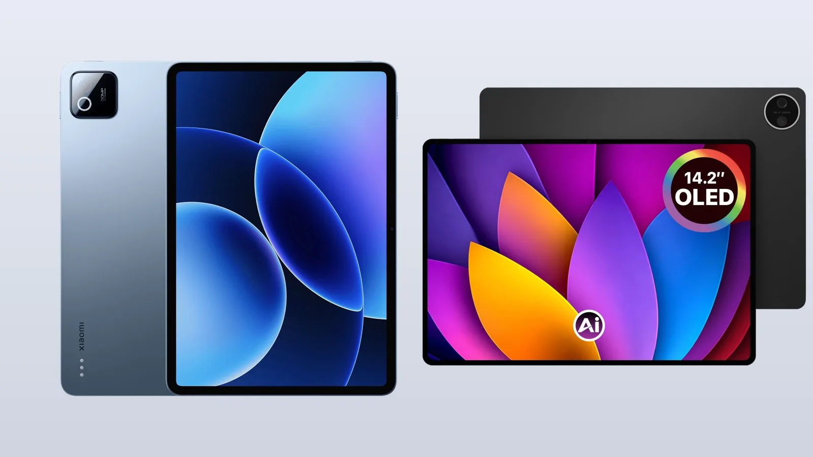 Mavi Xiaomi Pad 8 Pro ve 14,2 inç OLED ekranlı Casper Pad Z10 Pro yan yana