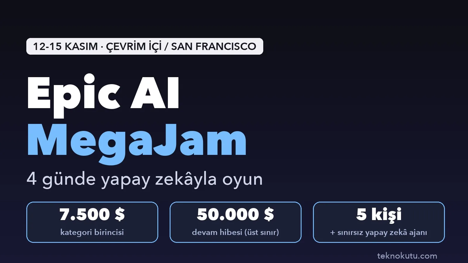 Epic AI MegaJam yapay zekâ oyun yarışması için Teknokutu tasarımı kapak görseli