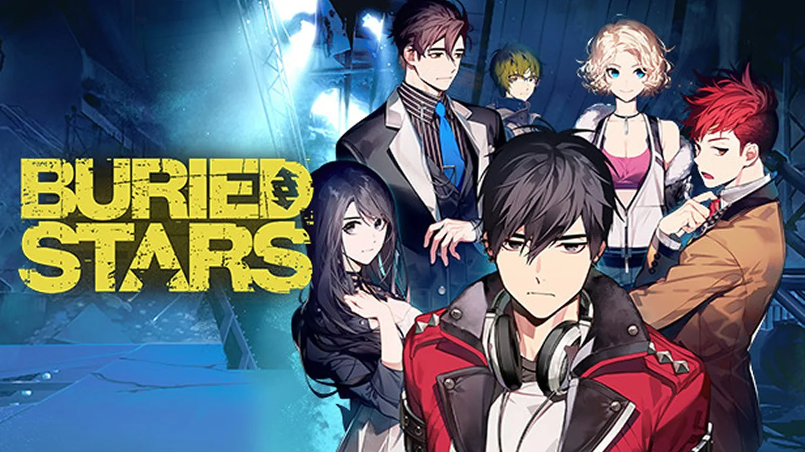 Buried Stars oyununun Epic Games Store görseli: farklı karakterlerin yer aldığı anime tarzı çizim ve oyun logosu