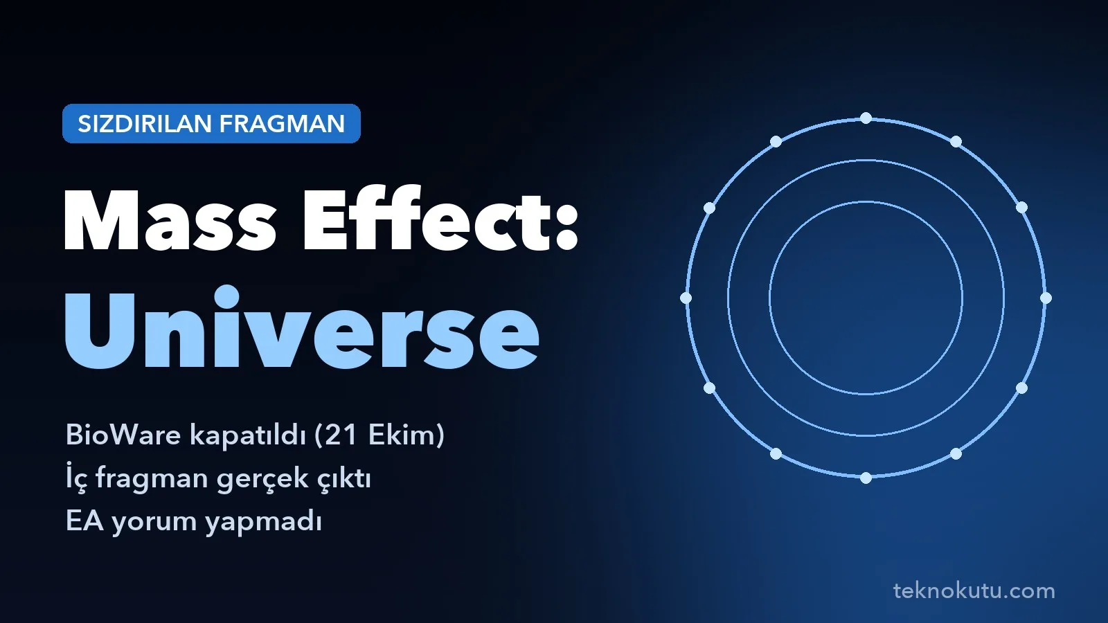 Mass Effect Universe sızdırılan fragman haberi için Teknokutu tasarımı kapak görseli
