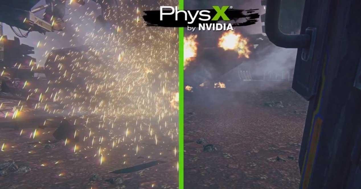 A modern and aesthetic visual representation of Nvidia PhysX support issues related to RTX 50 Series, featuring sleek graphics and futuristic design elements.