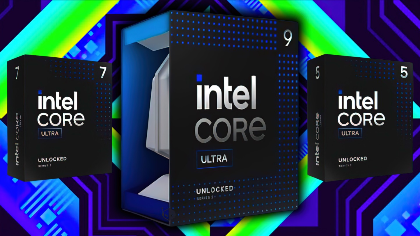 Futuristic illustration of Intel's Core Ultra 200 series processors with a focus on U and H series chips, showcasing their advanced architectures and high-tech capabilities.