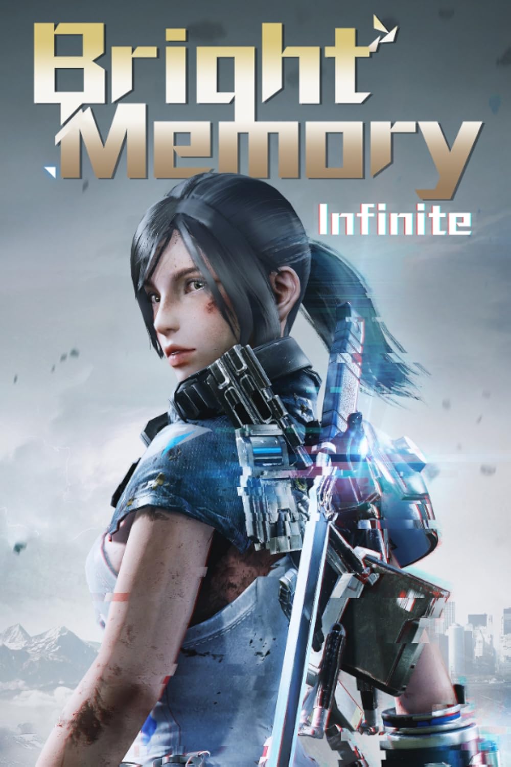 Action-packed scene from Bright Memory: Infinite featuring the protagonist Shelia in a dynamic combat pose with futuristic elements.