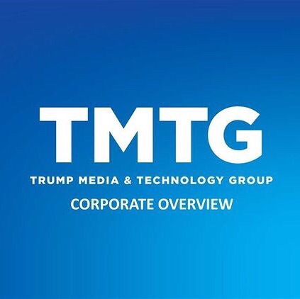 A modern design representing Trump Media and Technology Group with a focus on growth strategies and innovation in technology.