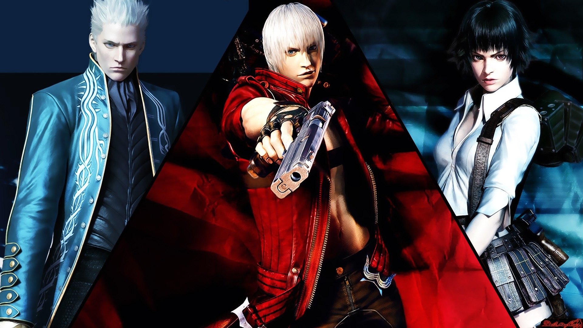 Epic battle scene inspired by Devil May Cry 3 featuring Dante and Vergil in a gothic setting.