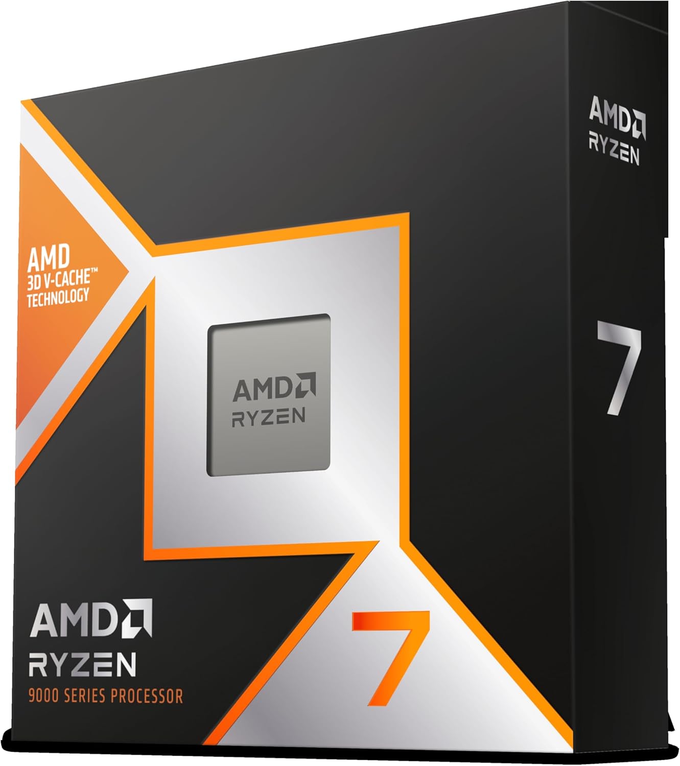 A modern digital artwork depicting the Ryzen 7 9800X3D processor with visual elements representing technical malfunctions and feedback.