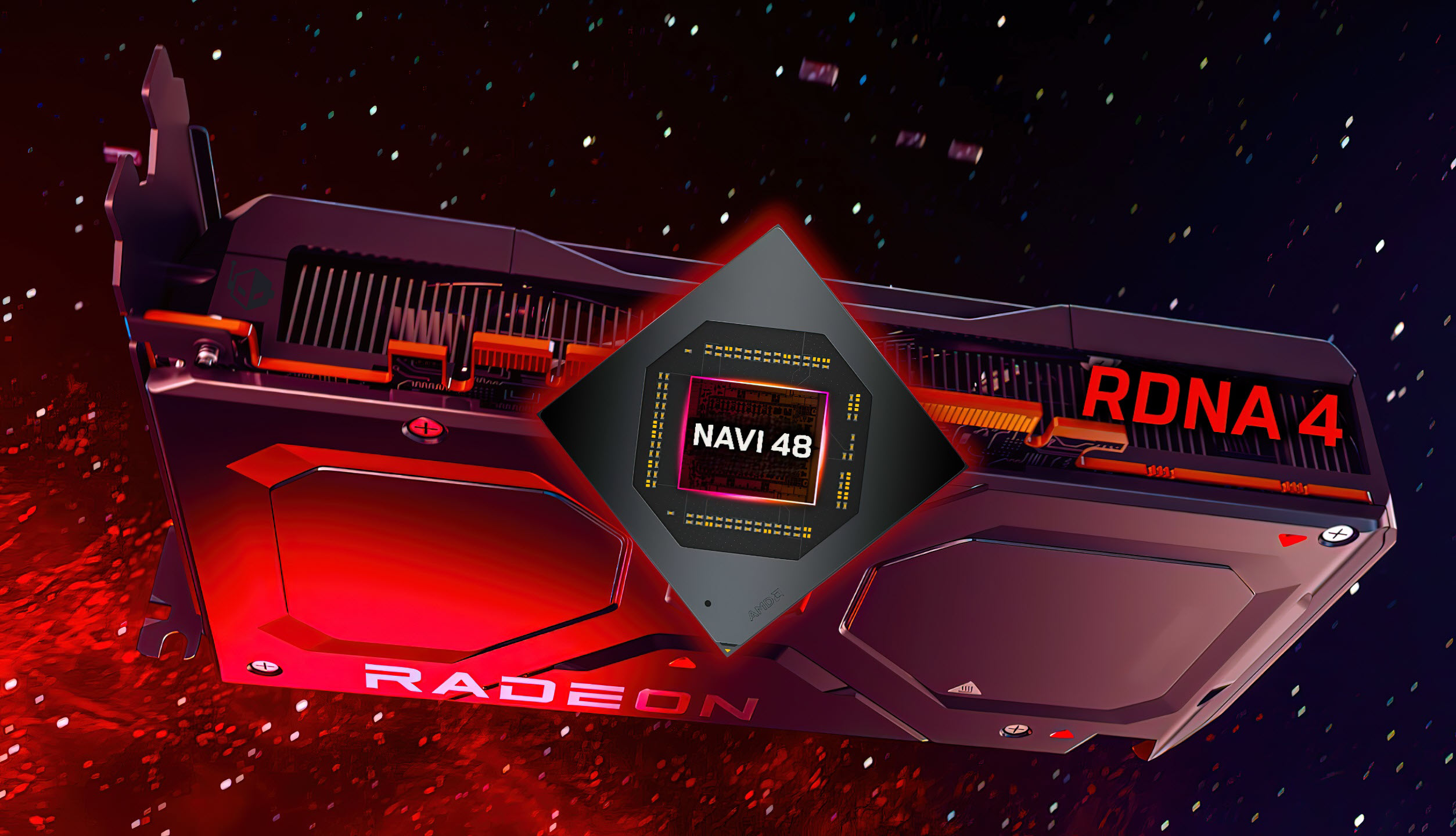 High-quality graphic design of AMD Radeon RX 9070 showcasing its features and specifications.