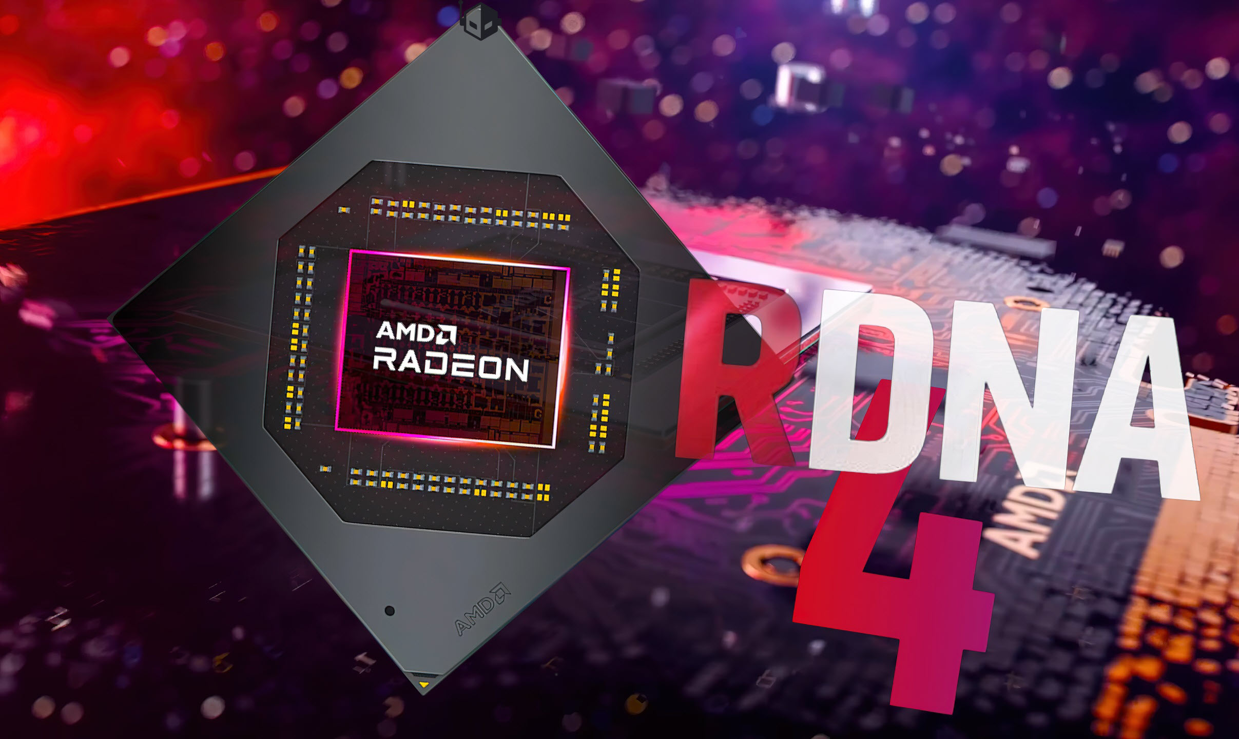 A modern and aesthetic representation of the AMD RDNA 4 GPU showcasing its innovative design and technology.