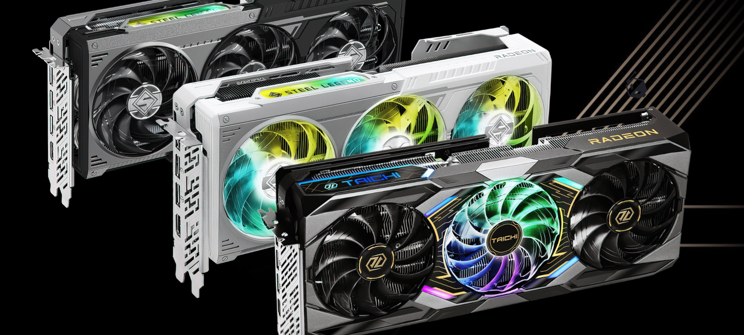 High-quality illustration of the Radeon RX 9070 XT graphics card showcasing its modern design and advanced features.