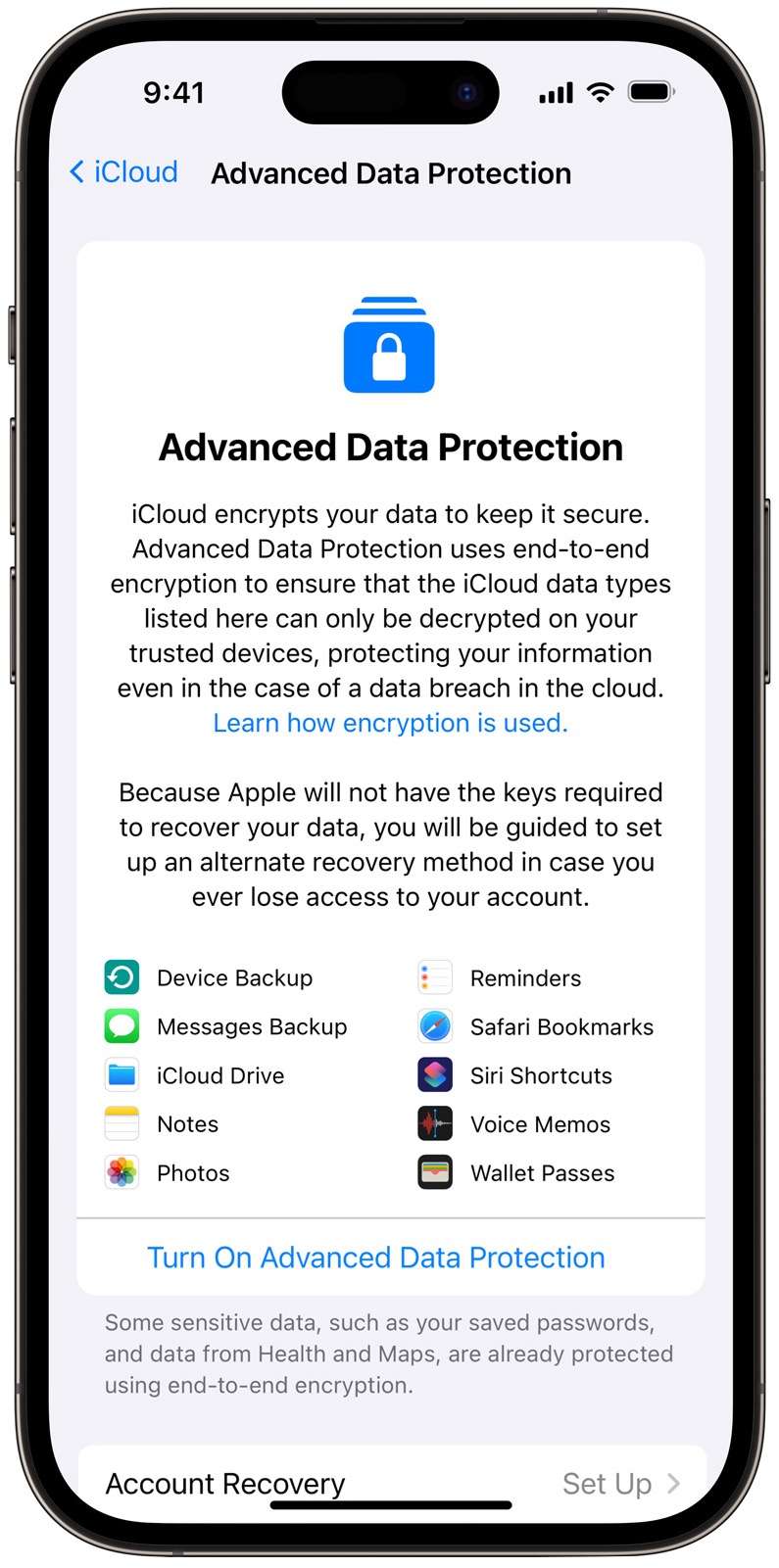 Illustration depicting Apple's Advanced Data Protection feature with digital locks and data streams in a modern aesthetic.