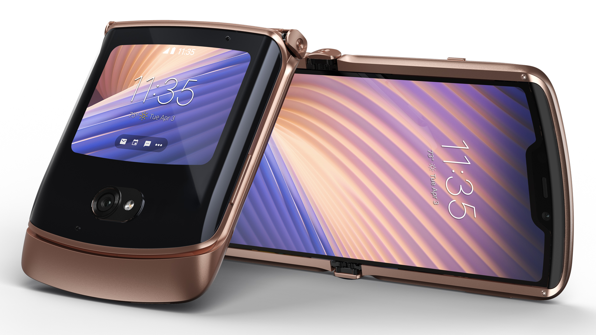 A modern and aesthetic visual of a Motorola foldable phone showcasing its innovative design and technological features.