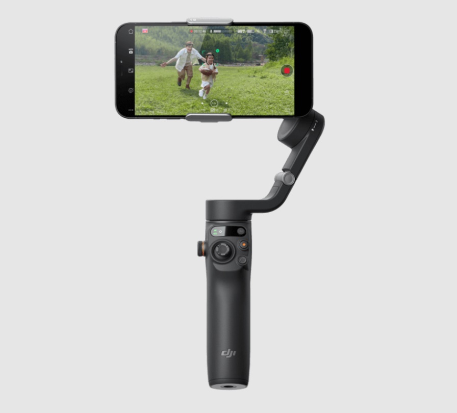 Digital illustration of DJI Osmo Mobile 7 and RS 4 Mini camera gimbals in a modern setting, showcasing their advanced design and features.