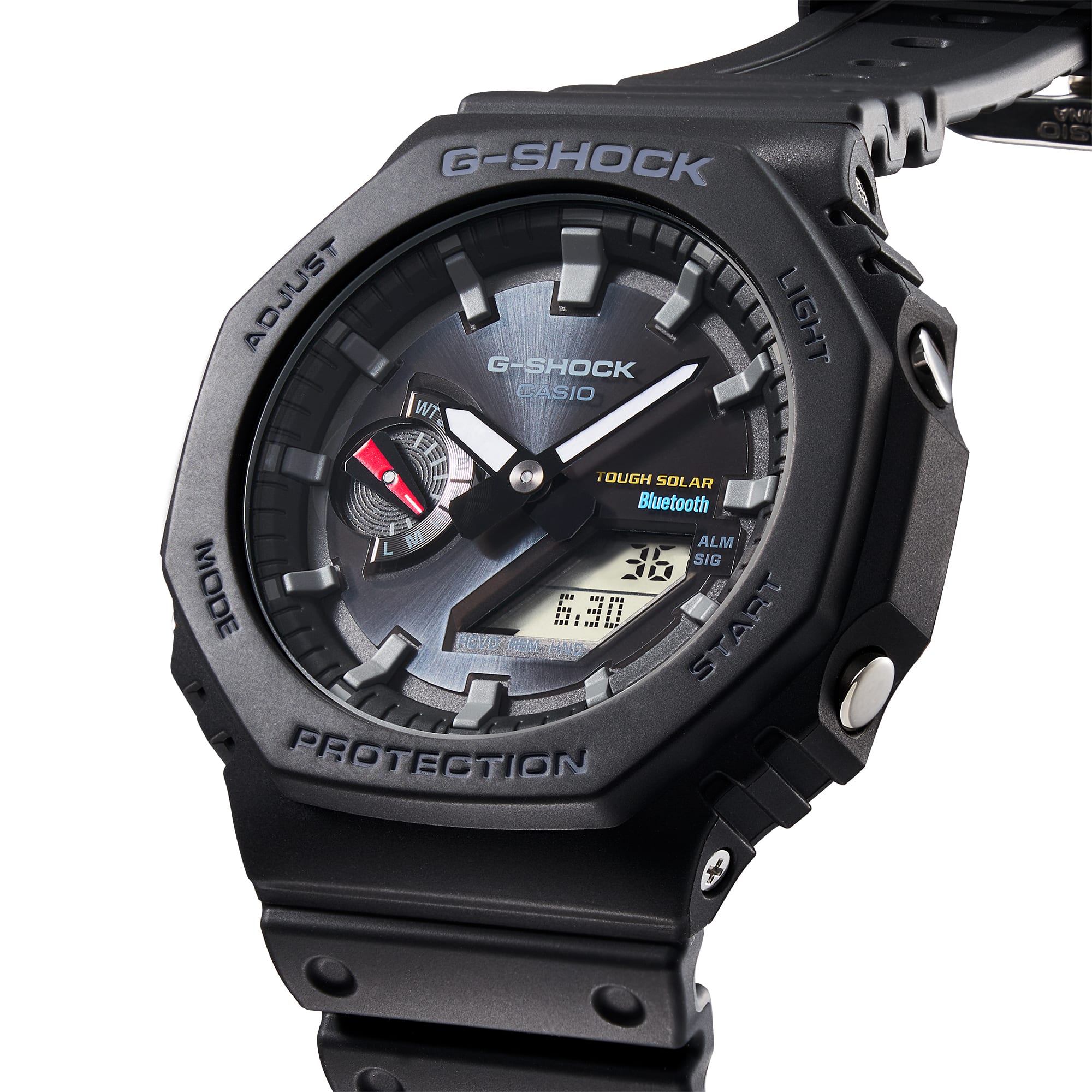 Casio G-Shock DWE-5600UD-1 watch featuring matte black design and camo straps.