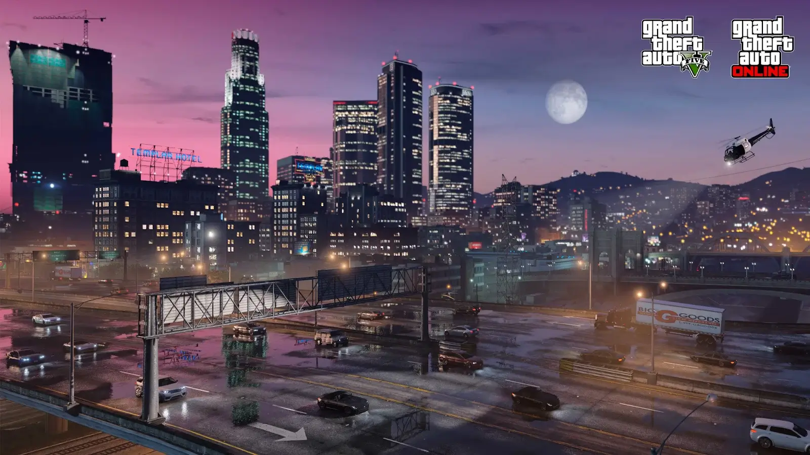 Modern and aesthetic visual representation of GTA V Enhanced with a creative design reflecting elements from the Grand Theft Auto series.