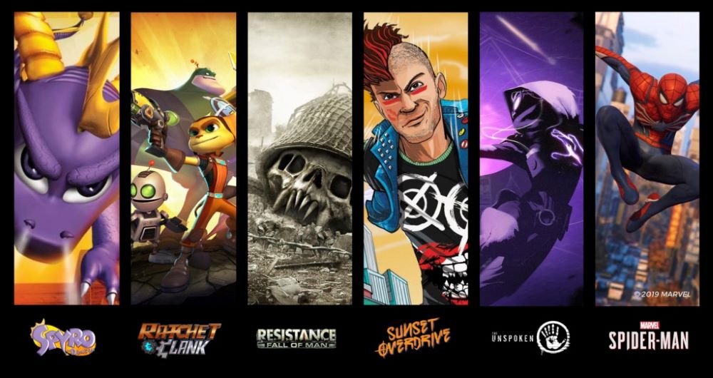 An illustration symbolizing leadership change at Insomniac Games, showcasing collaboration among diverse game developers.