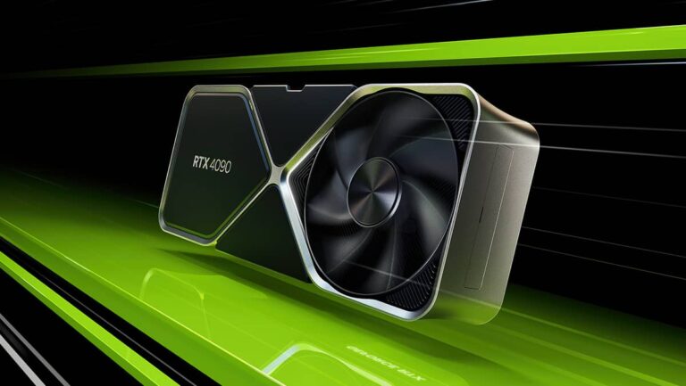 Digital illustration of NVIDIA GeForce RTX 5080 graphics card with advanced cooling features and a futuristic design.