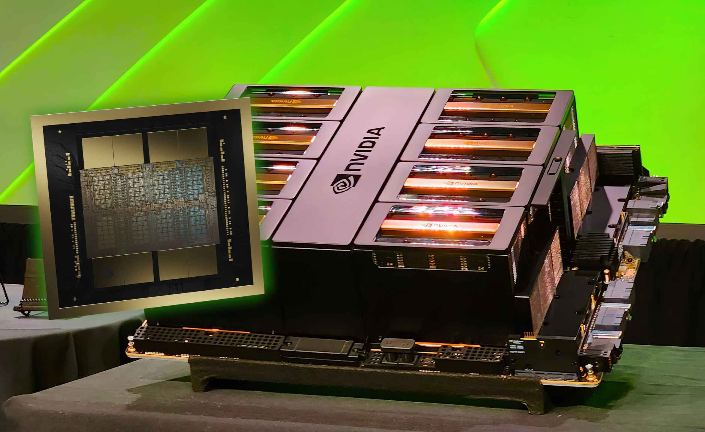 NVIDIA Blackwell AI servers in a modern data center facing overheating and architectural issues.