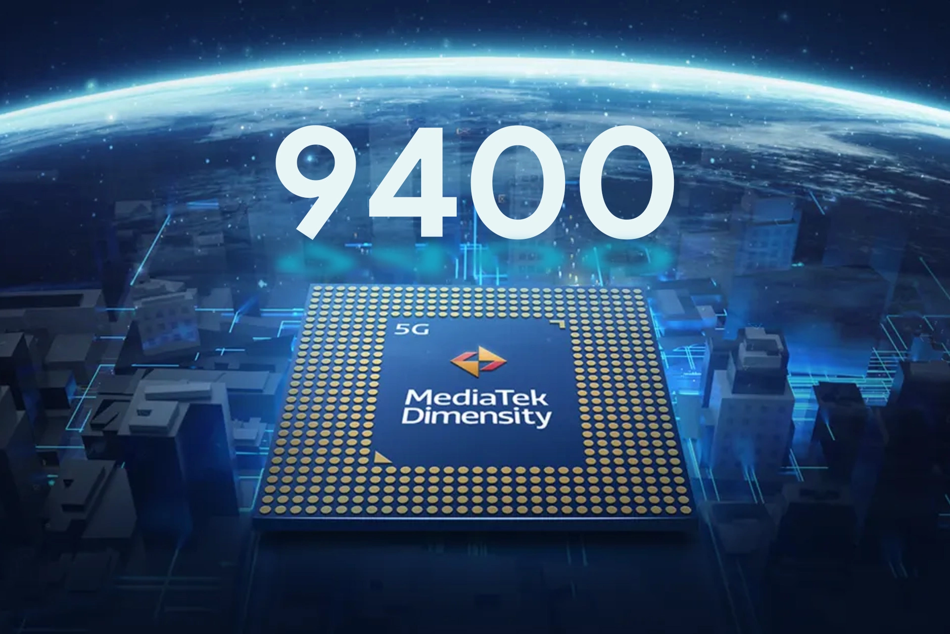 Aesthetic visual representation of MediaTek Dimensity 6400 chipset features and initial device.