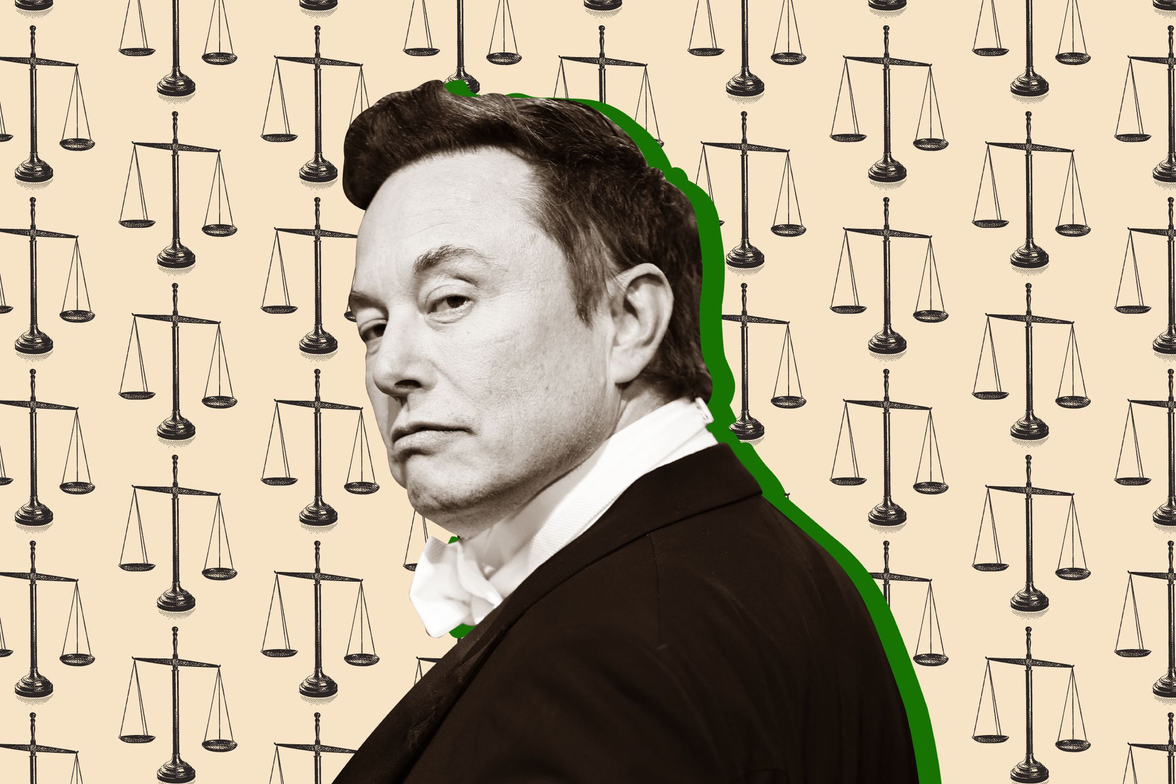 A courtroom scene depicting Elon Musk and the SEC in a tense legal battle, highlighting the seriousness of the lawsuit.