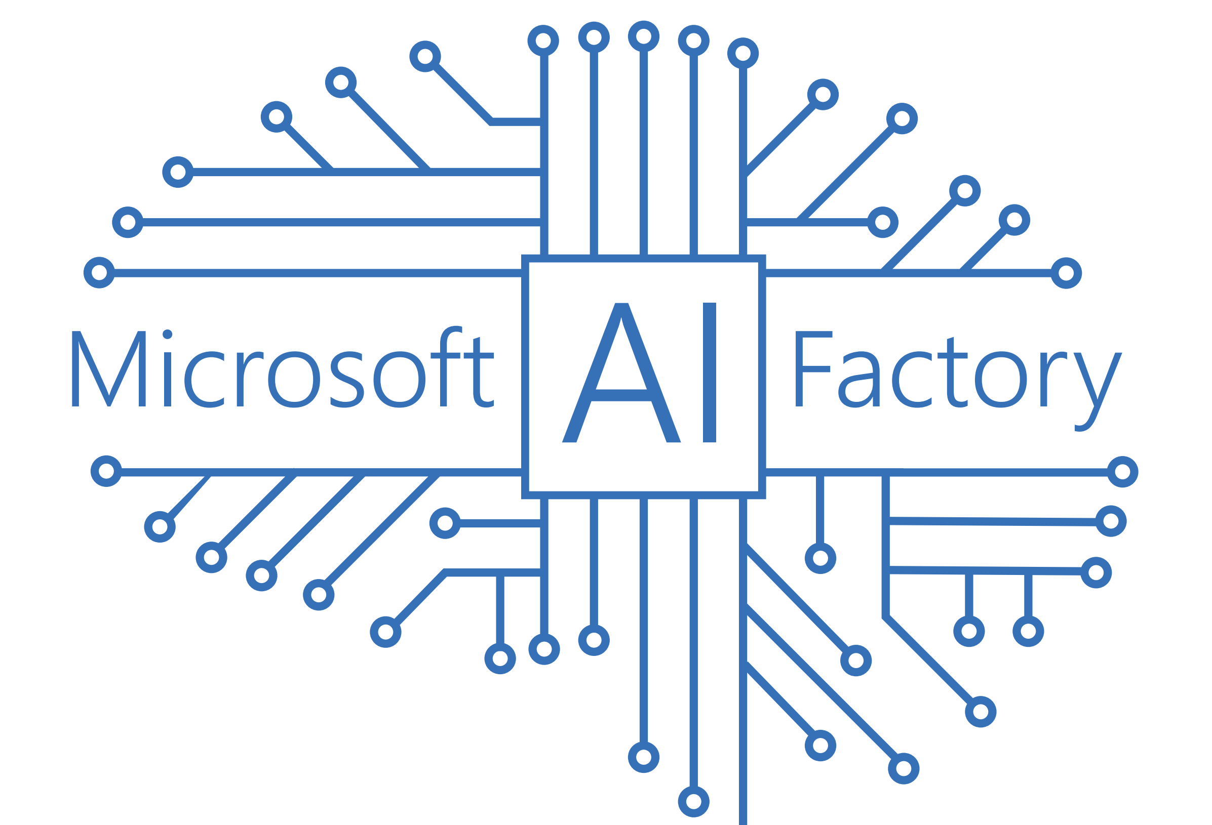 A modern representation of Microsoft's artificial intelligence system, featuring neural networks and data streams in a futuristic design.