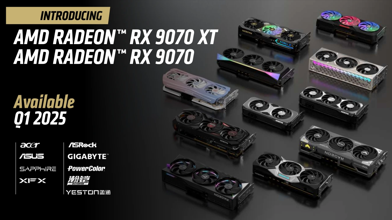 High-quality visual of Sapphire Radeon RX 9070 graphics cards showcasing modern design and technology.