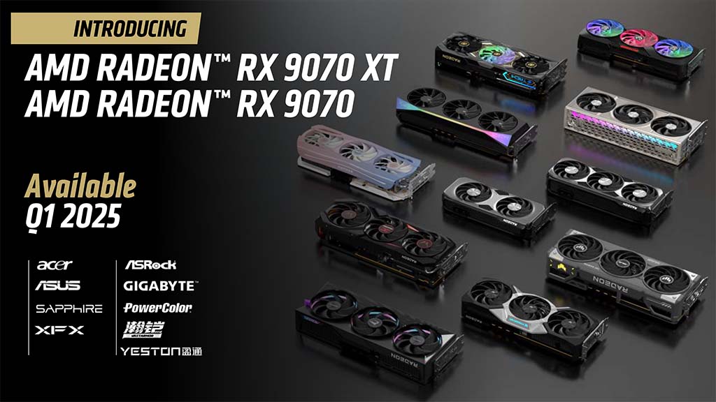 A modern artistic representation of the Radeon RX 9070 XT graphics card, showcasing a sleek and vibrant tech-inspired design.