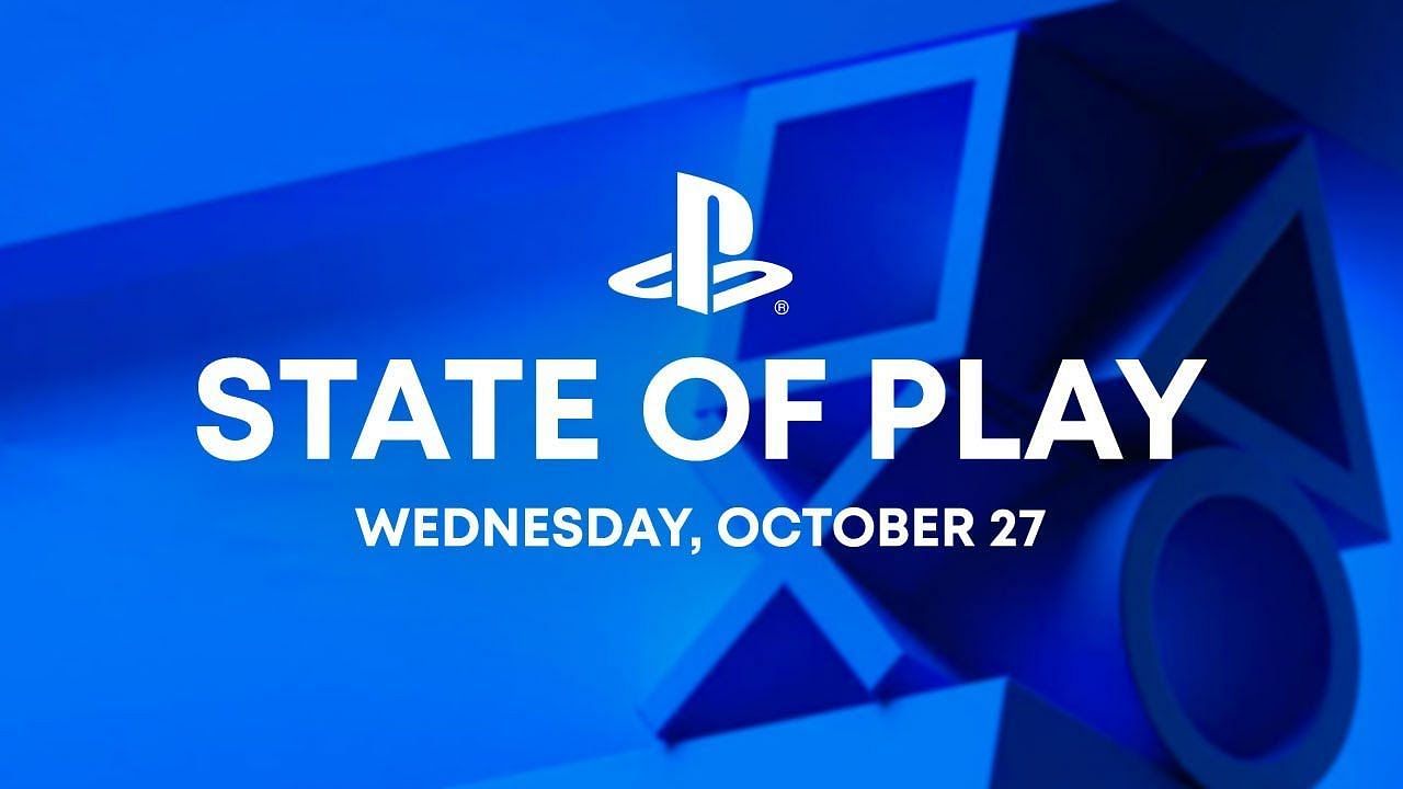 A modern and aesthetic visual for State of Play gaming announcements featuring futuristic elements and vibrant colors.