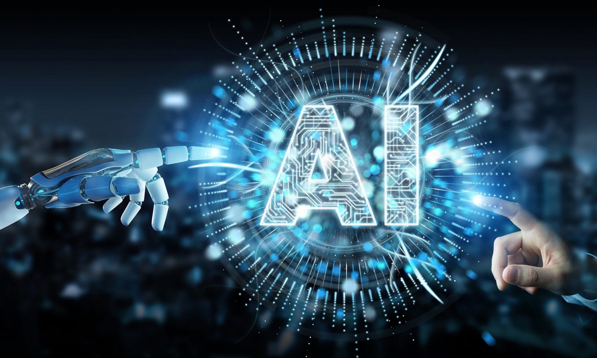 A futuristic digital scene depicting AI agents engaging with social media data in a high-tech control room.