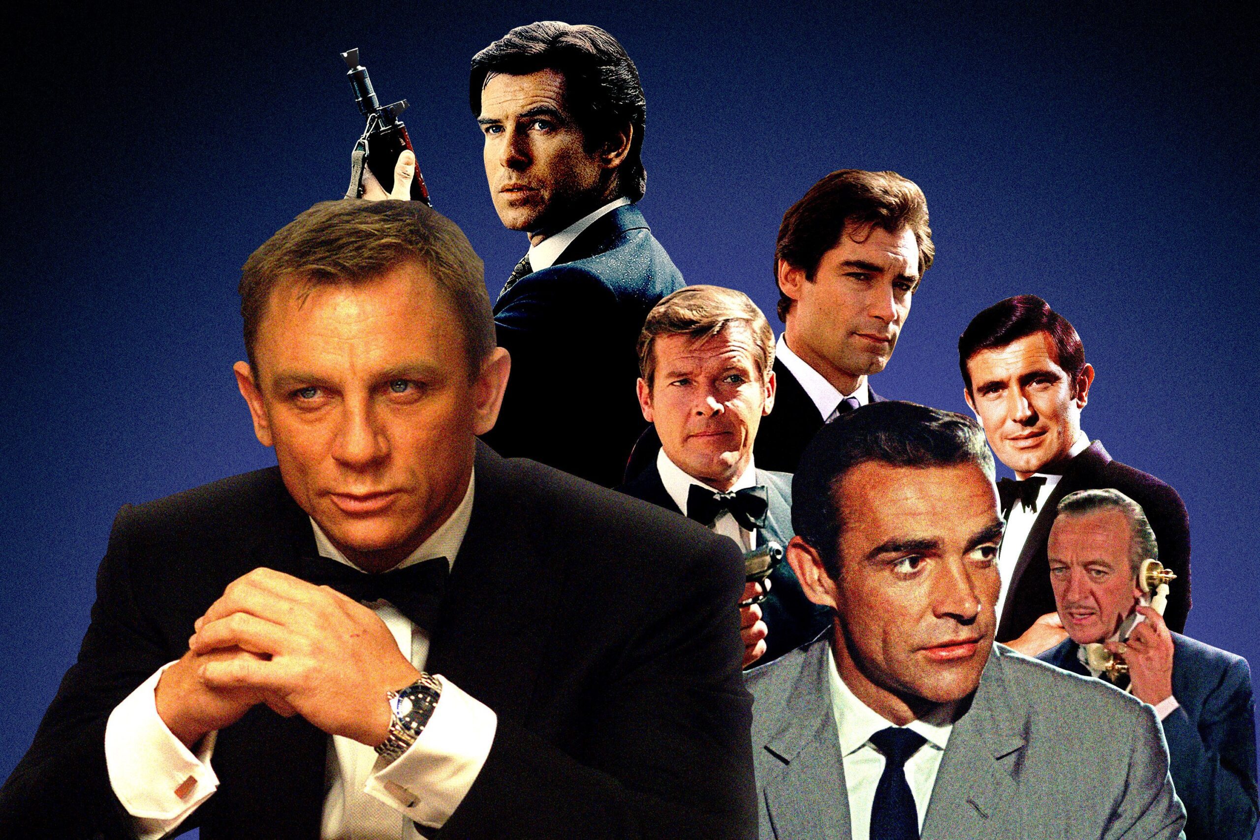 A modern and aesthetic visual representation of James Bond, featuring a silhouette of a new actor, Aston Martin, and technology-themed elements.