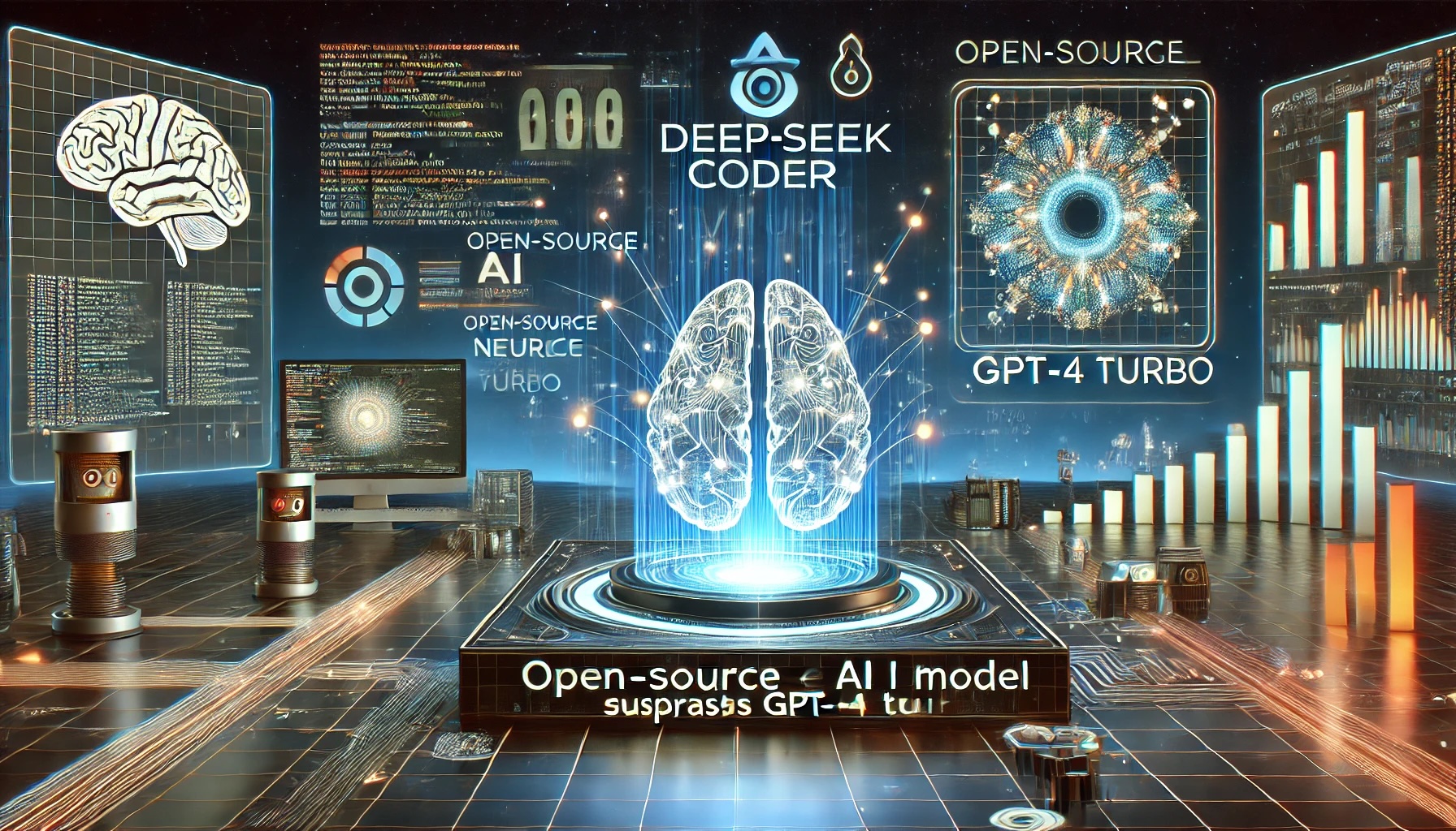 A modern and aesthetic representation of DeepSeek AI accelerators, showcasing advanced technology and creativity.