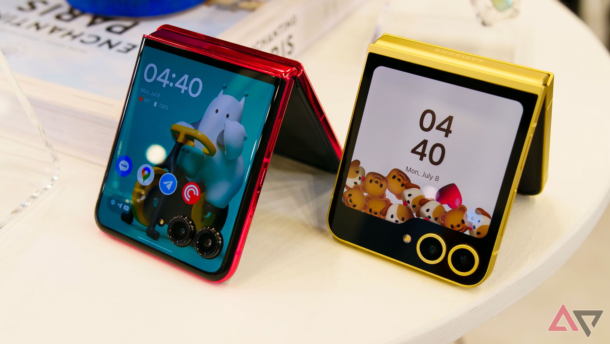 A modern, aesthetic representation of the Motorola Razr+ 2025 smartphone, highlighting its sleek design and innovative features.