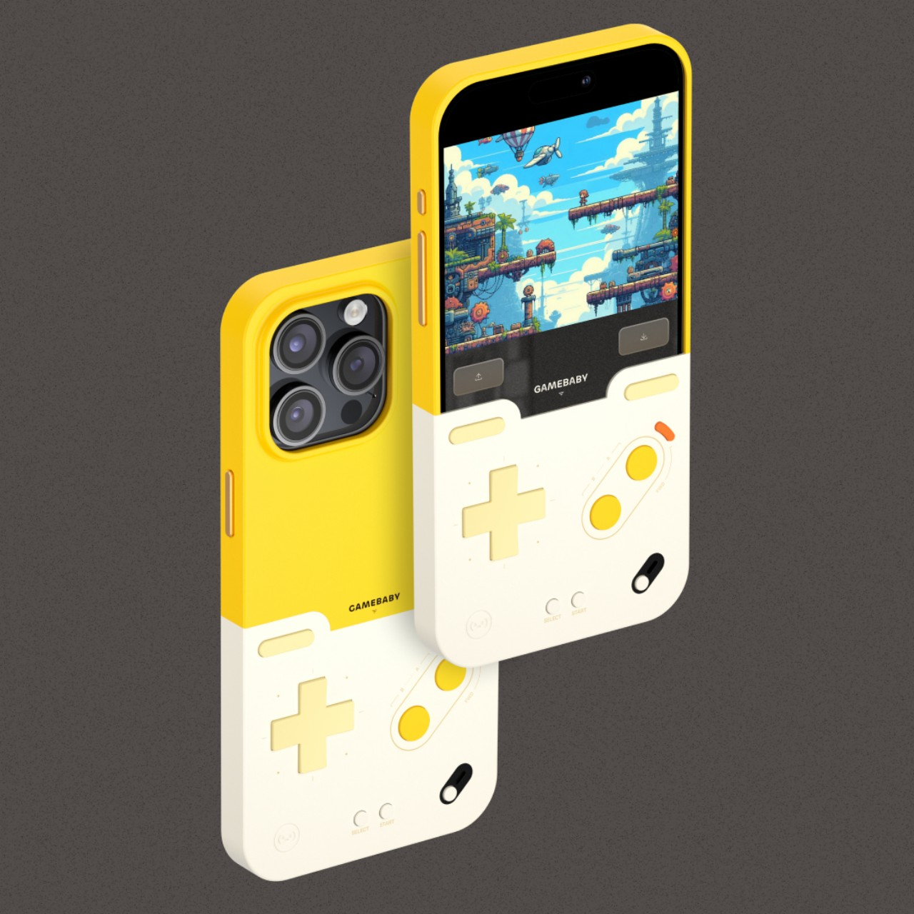 GameBaby phone case for iPhone 16 Pro Max transforming phone into a mini gaming console.