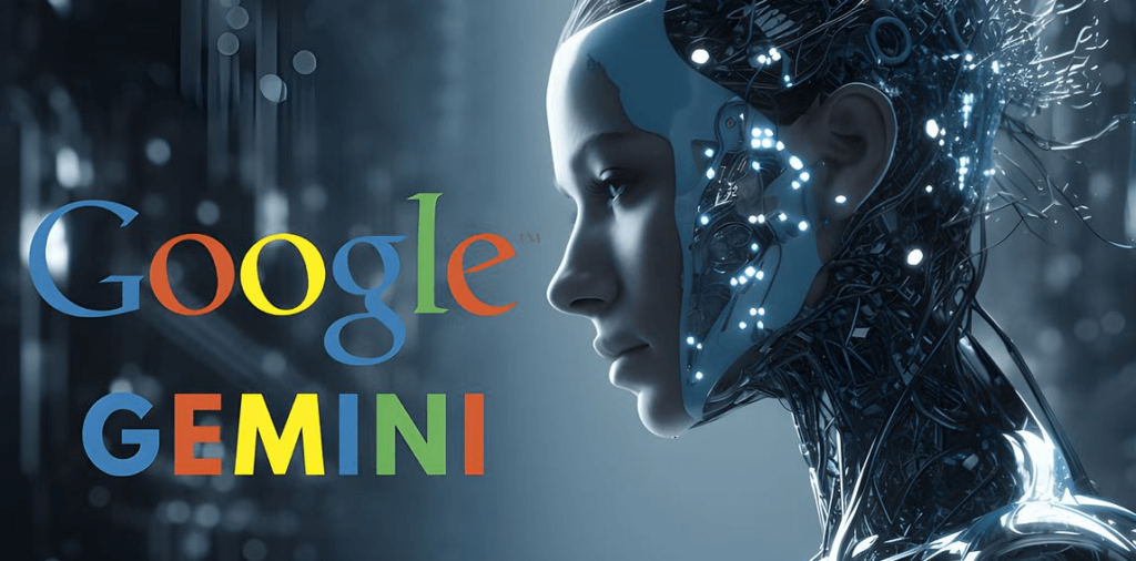 Futuristic representation of Google Gemini showcasing modern technology and deep research concepts.