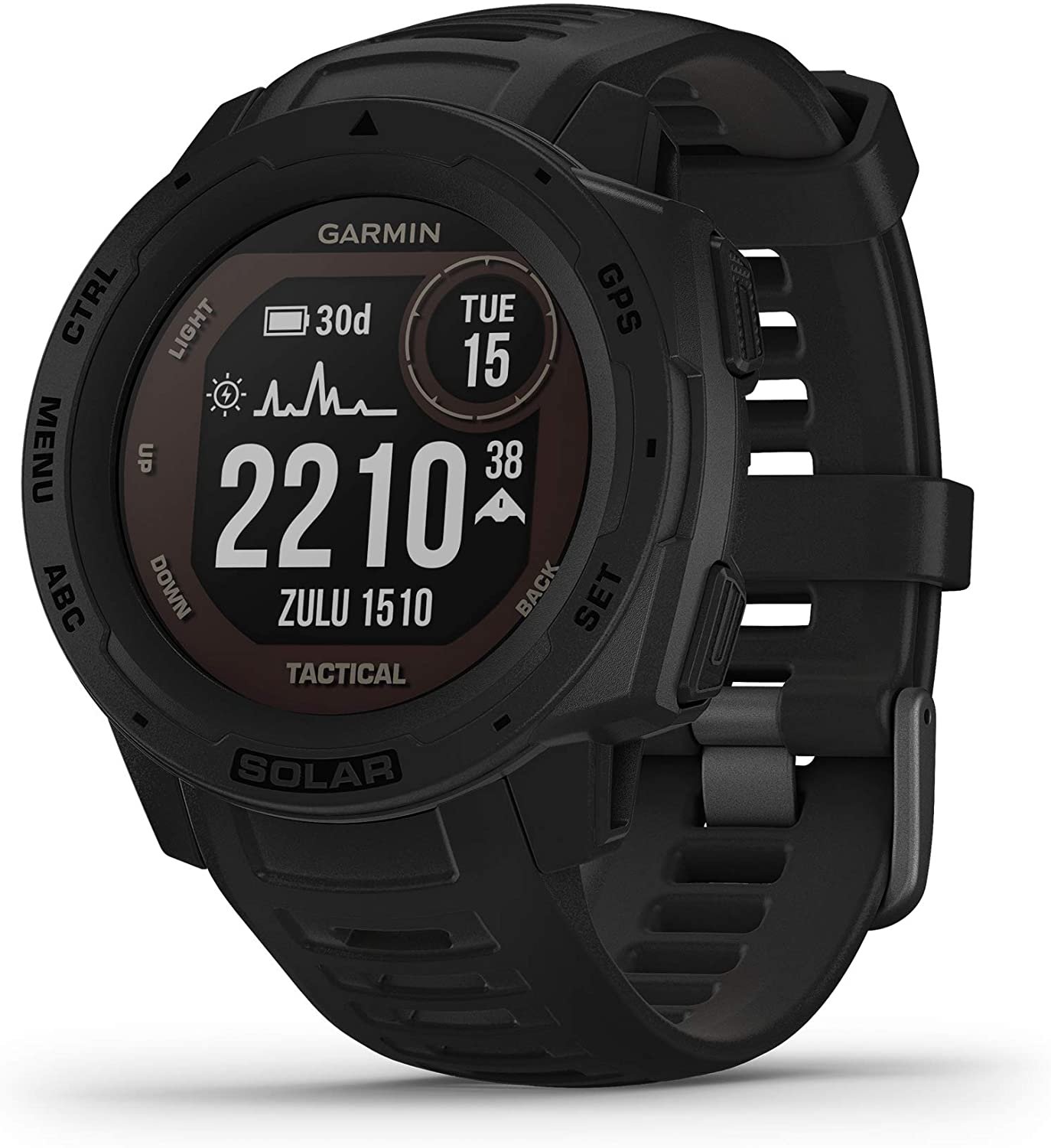 Illustration of Garmin Instinct 3 Solar smartwatch displaying a screen issue, with emphasis on misaligned dual screens.