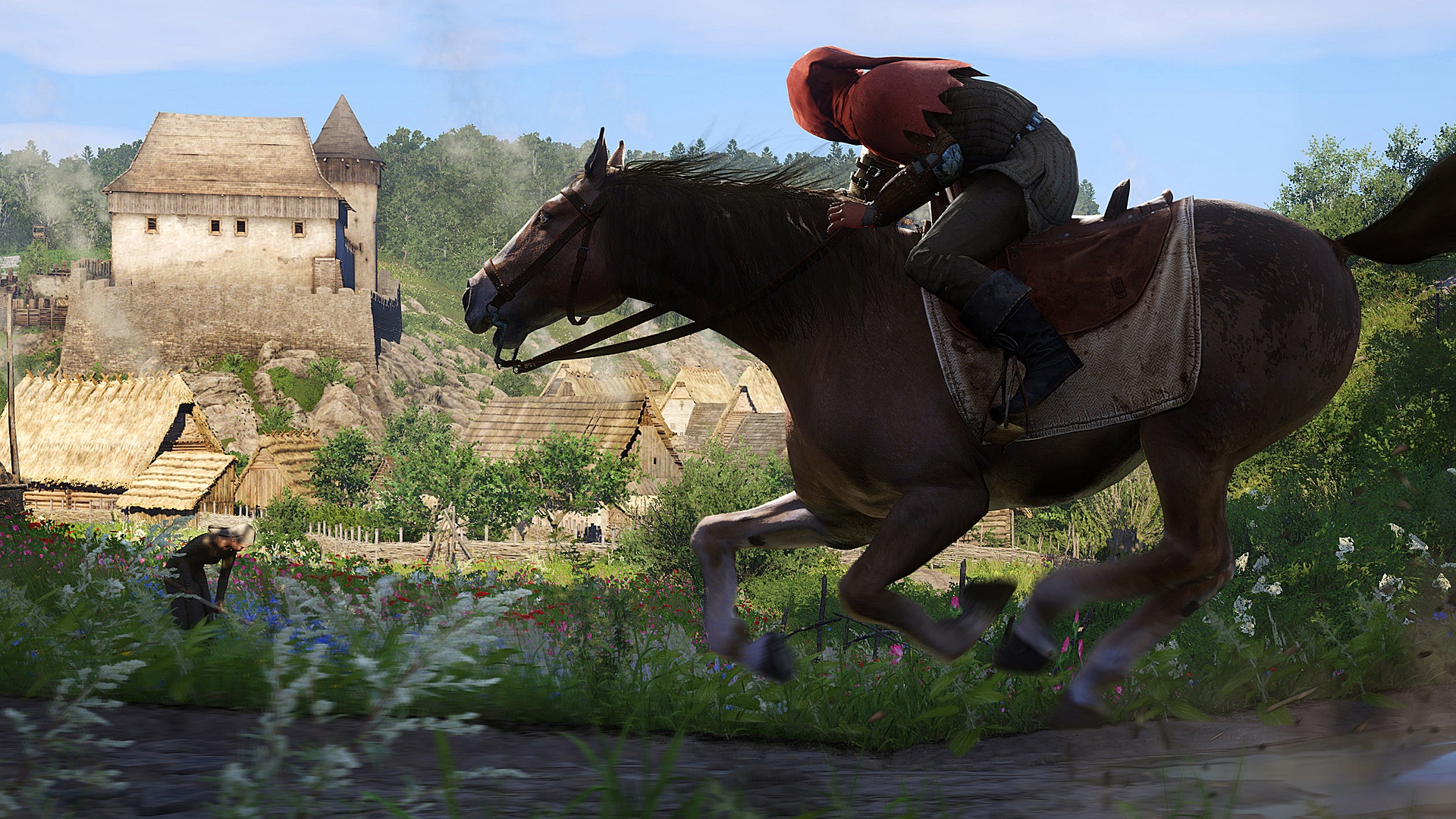 A modern and aesthetic graphic representing mod support for Kingdom Come Deliverance 2, combining medieval elements with digital art.