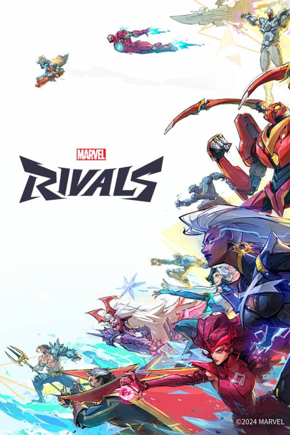 A modern and aesthetic graphic representation of Marvel Rivals and its achievement of reaching 40 million players.