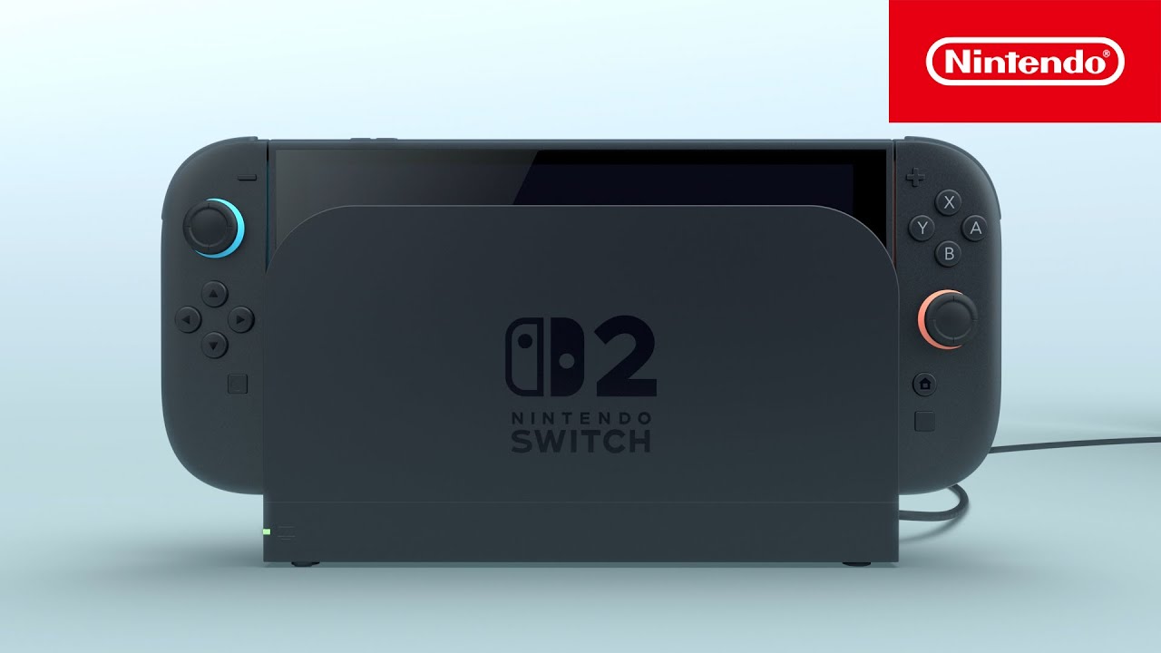 Modern illustration of Nintendo Switch 2 showcasing Amiibo support and NFC features with vibrant aesthetics.