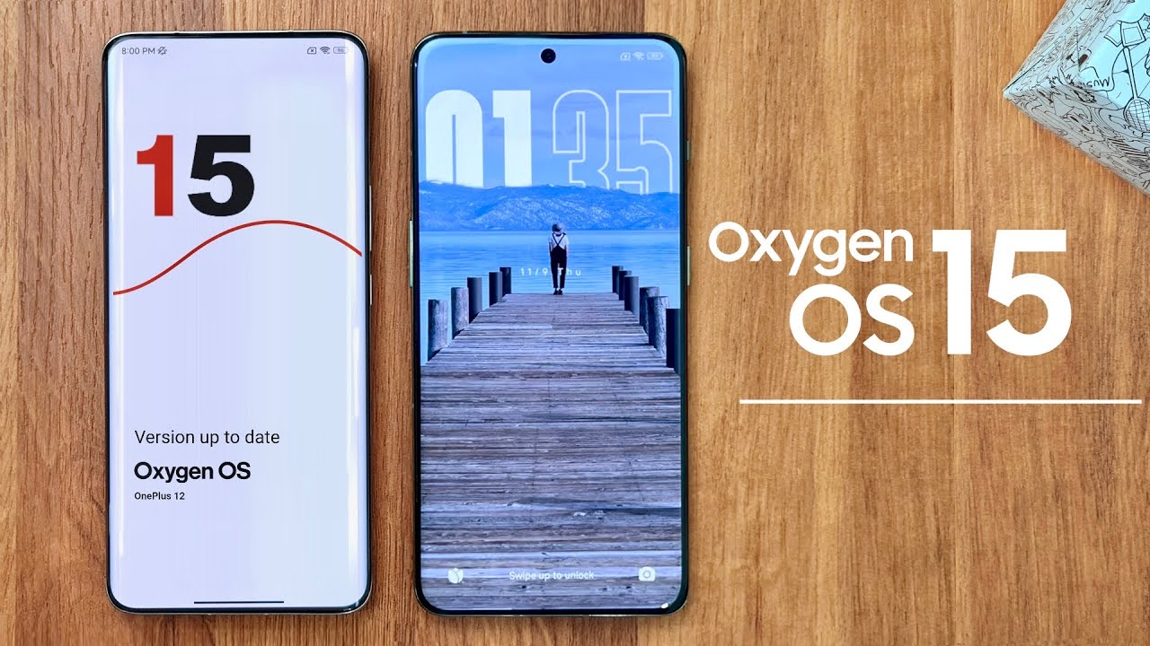 Visual representation of OxygenOS 15 update and OnePlus announcements, showcasing modern design and technological elements.