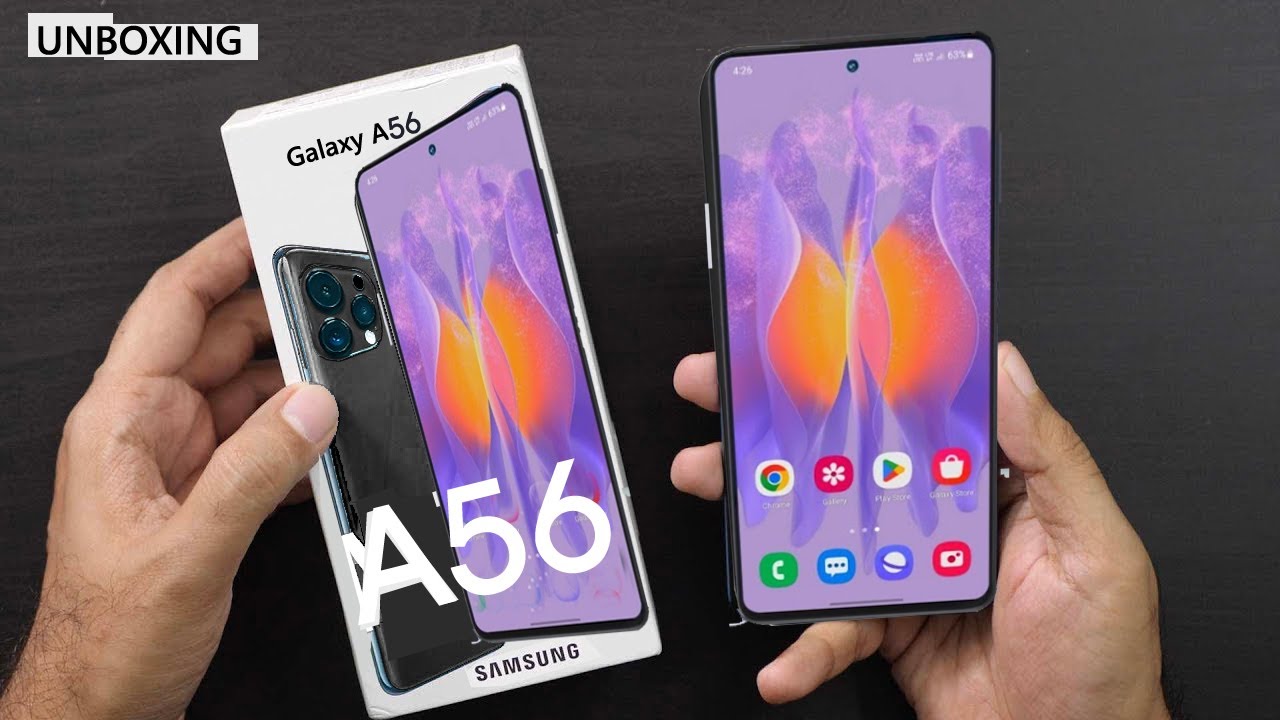 Futuristic design of Samsung Galaxy A56 5G smartphone for 2025, showcasing modern features and sleek aesthetics.