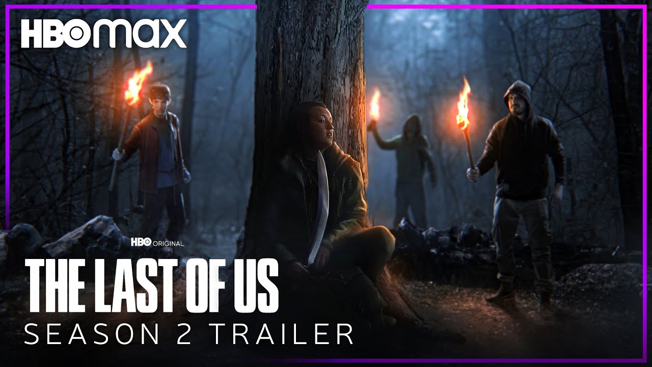 High-quality graphic design for The Last of Us Season 2 trailer announcement, featuring a post-apocalyptic landscape with character silhouettes.