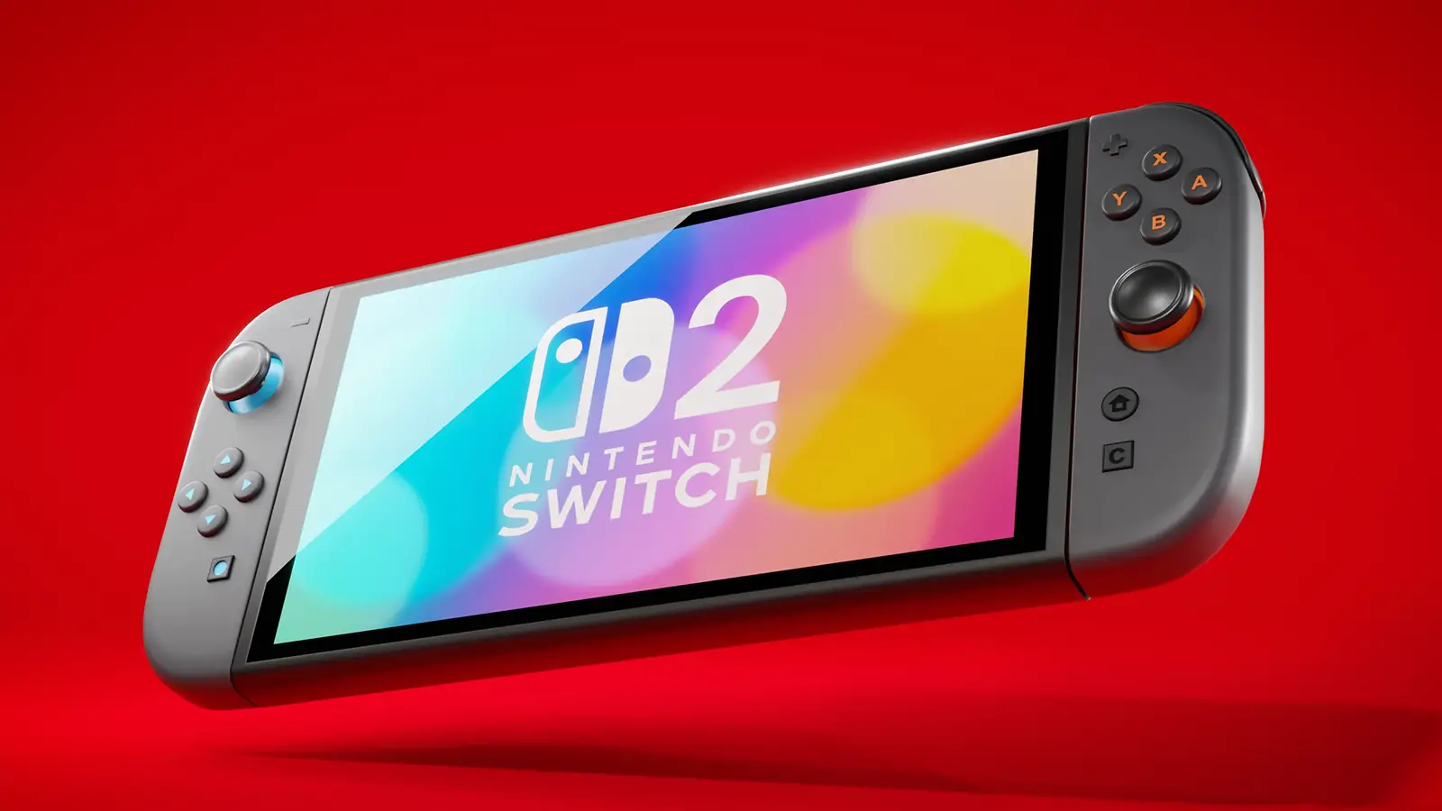 Futuristic gaming console inspired by Nintendo Switch 2 with leaked specs and vibrant gaming interface.