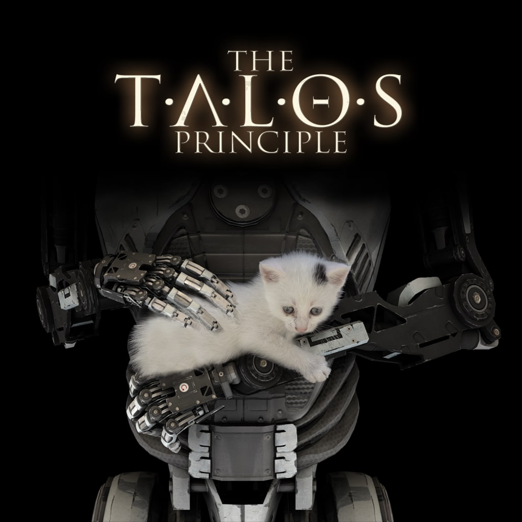 Futuristic digital artwork inspired by The Talos Principle: Reawakened, featuring a humanoid robot and glowing geometric puzzles.