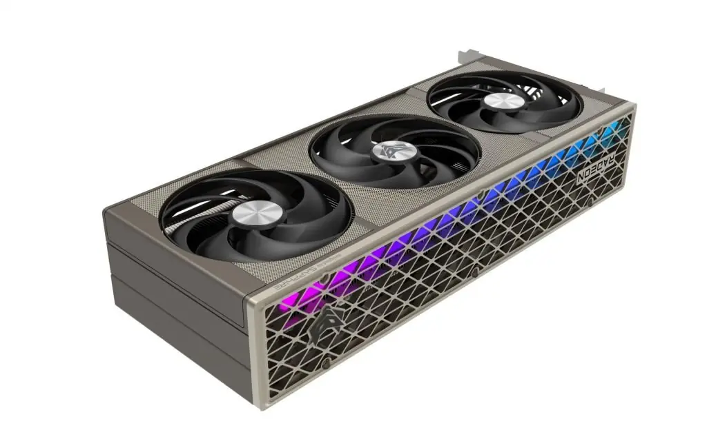 A modern and aesthetic design of Radeon RX 9070 XT graphics cards showcasing their features and technology.