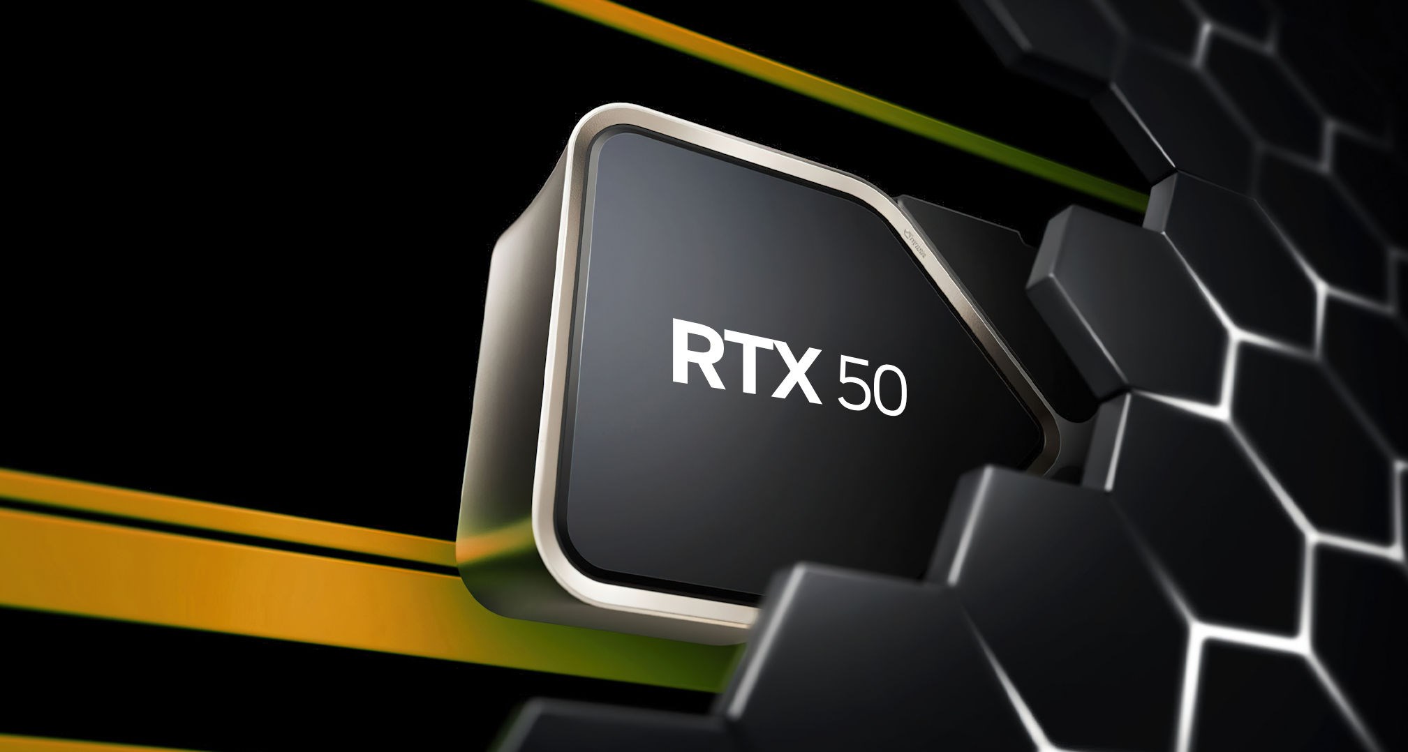 A high-quality, modern visual representation of NVIDIA GeForce RTX 50 Series GPU with a futuristic technology theme and vibrant colors.