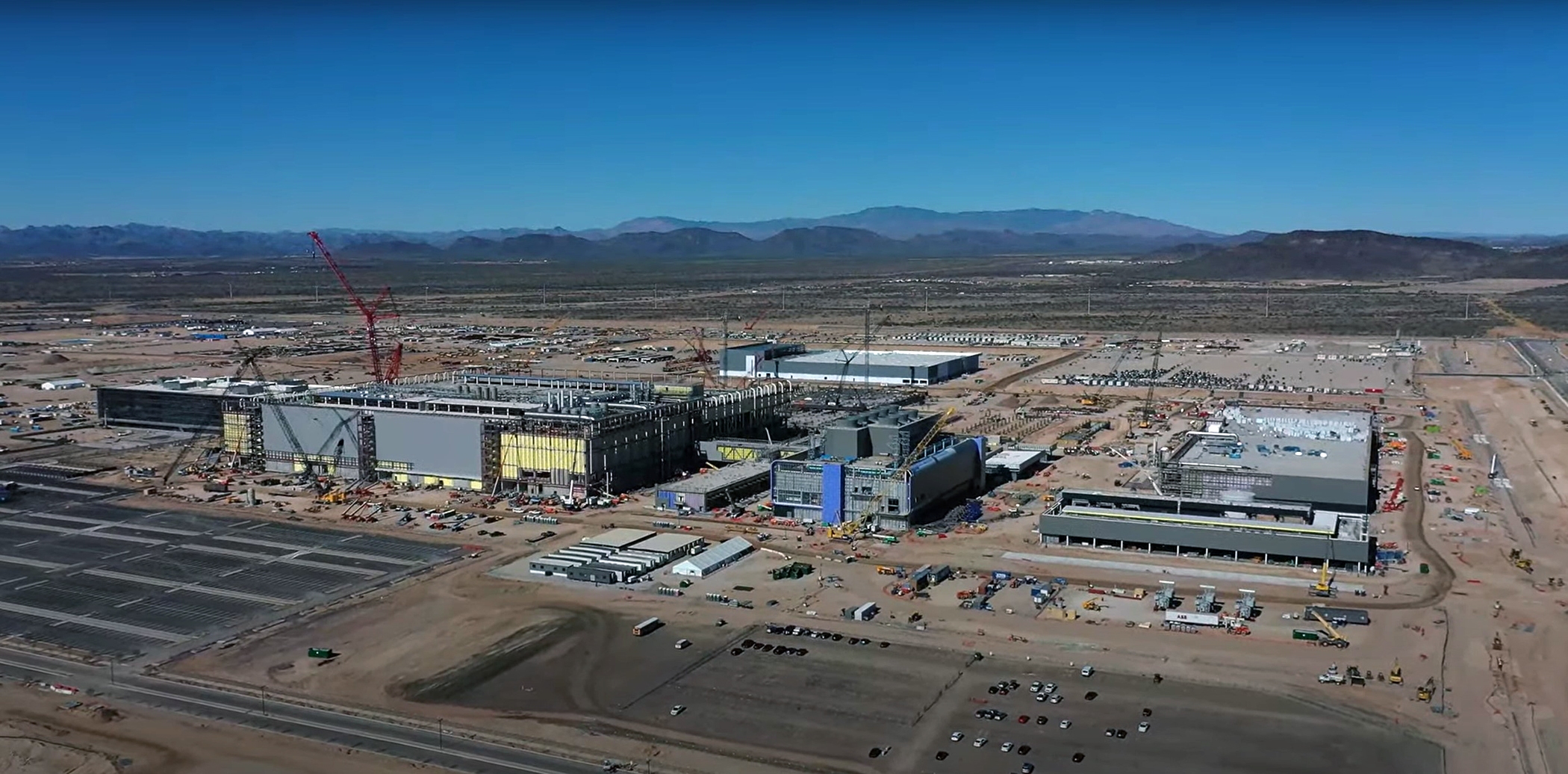 Futuristic TSMC Arizona semiconductor manufacturing facility highlighting 2nm chip production.